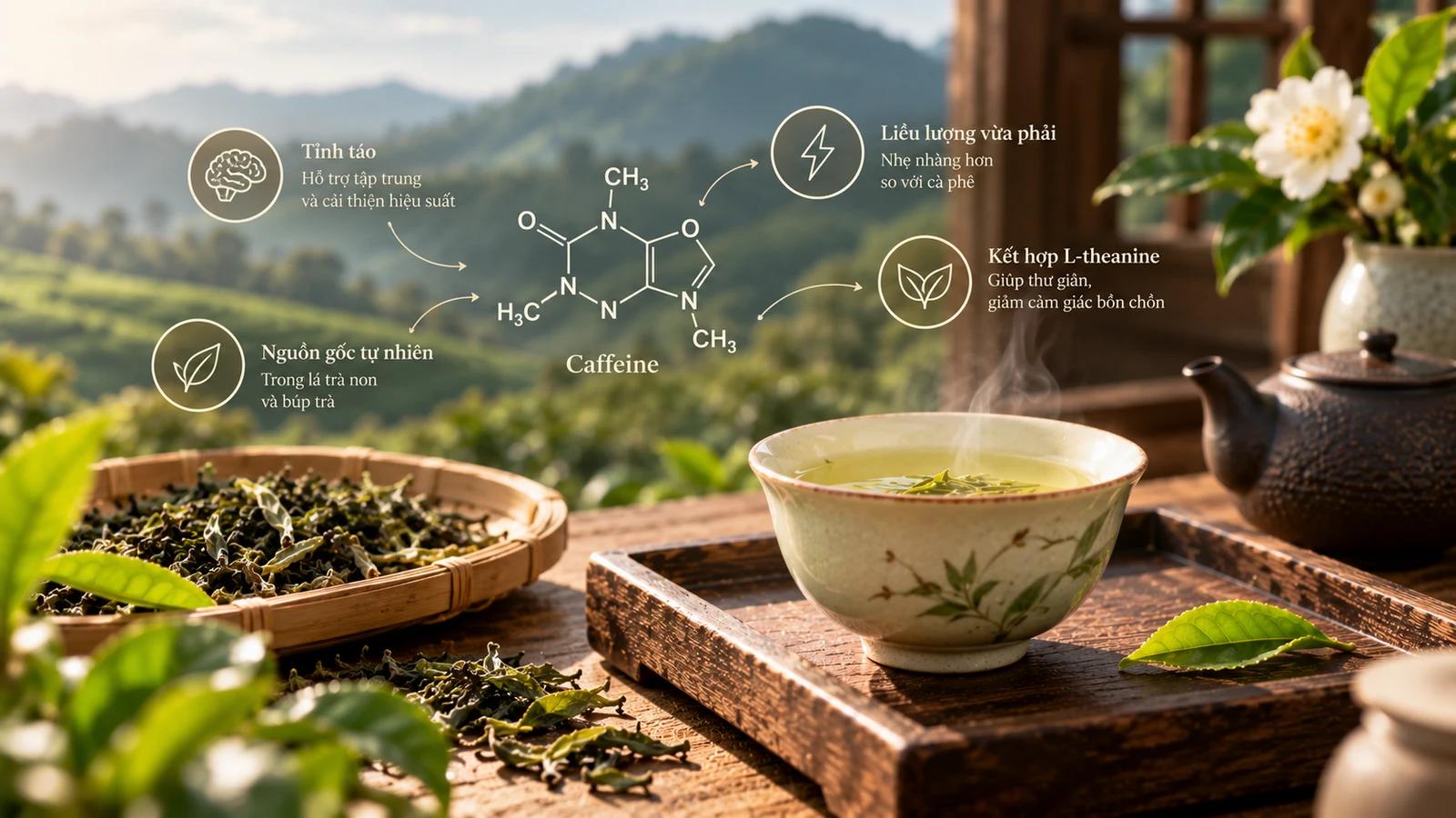 Caffeine trong trà: bao nhiêu, so với cà phê ra sao, ai cần lưu ý